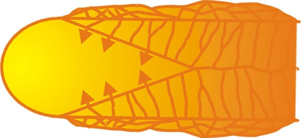 Illustration showing how high travel speeds contribute to solidification lines